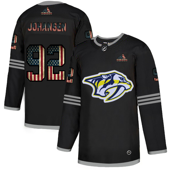 Nashville Predators 92 Ryan Johansen Adidas Men Black USA Flag Limited NHL Jersey